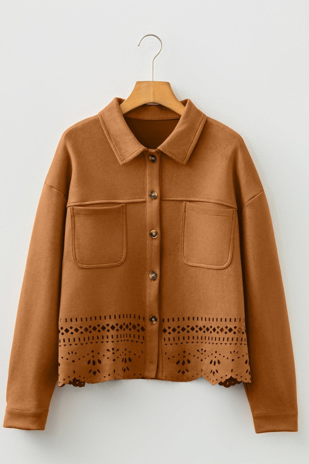 Women's Thai Curry Faux Suede Cut-Out Jacket with Laser-Cut Hem