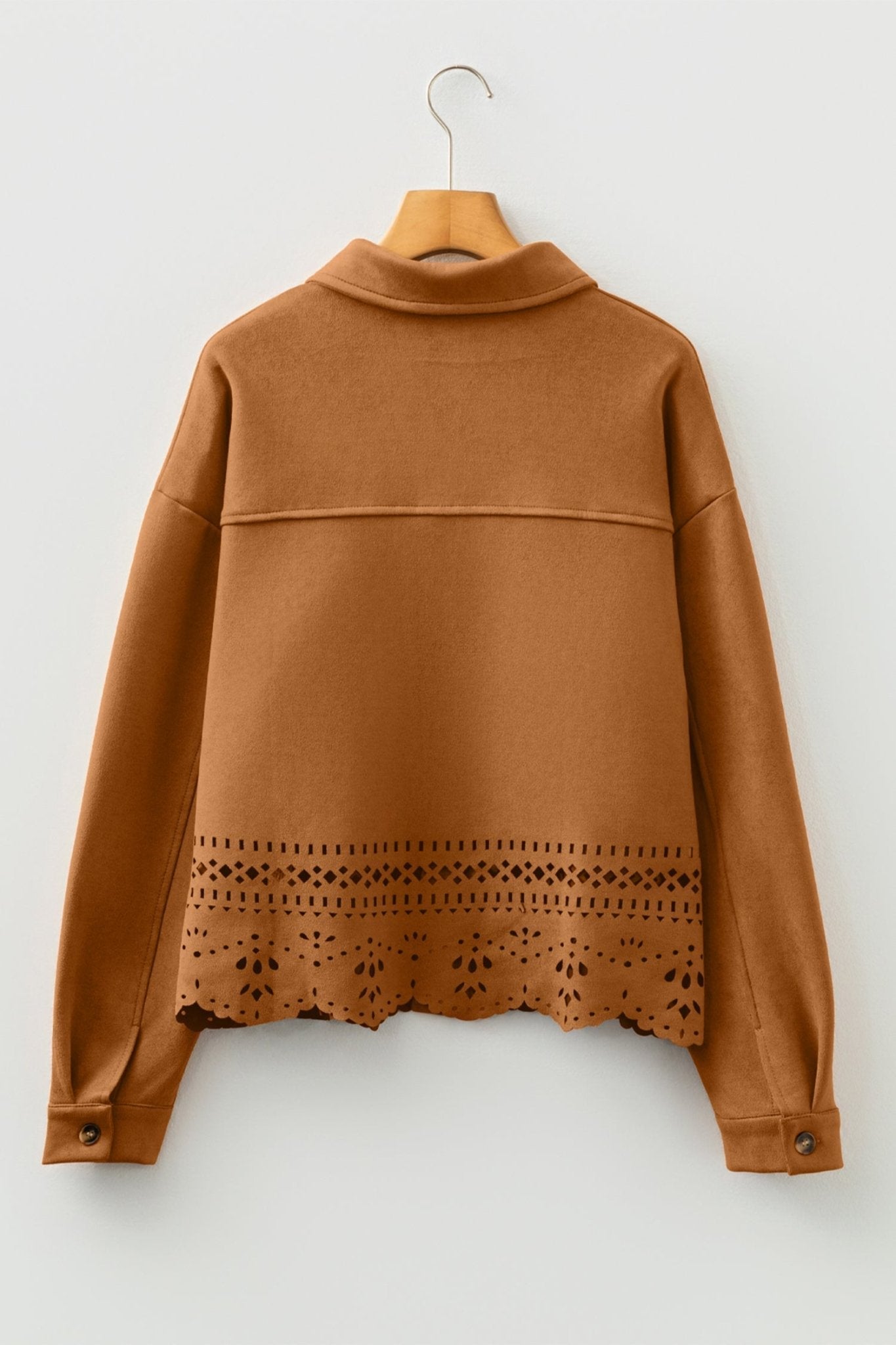 Women's Thai Curry Faux Suede Cut-Out Jacket with Laser-Cut Hem