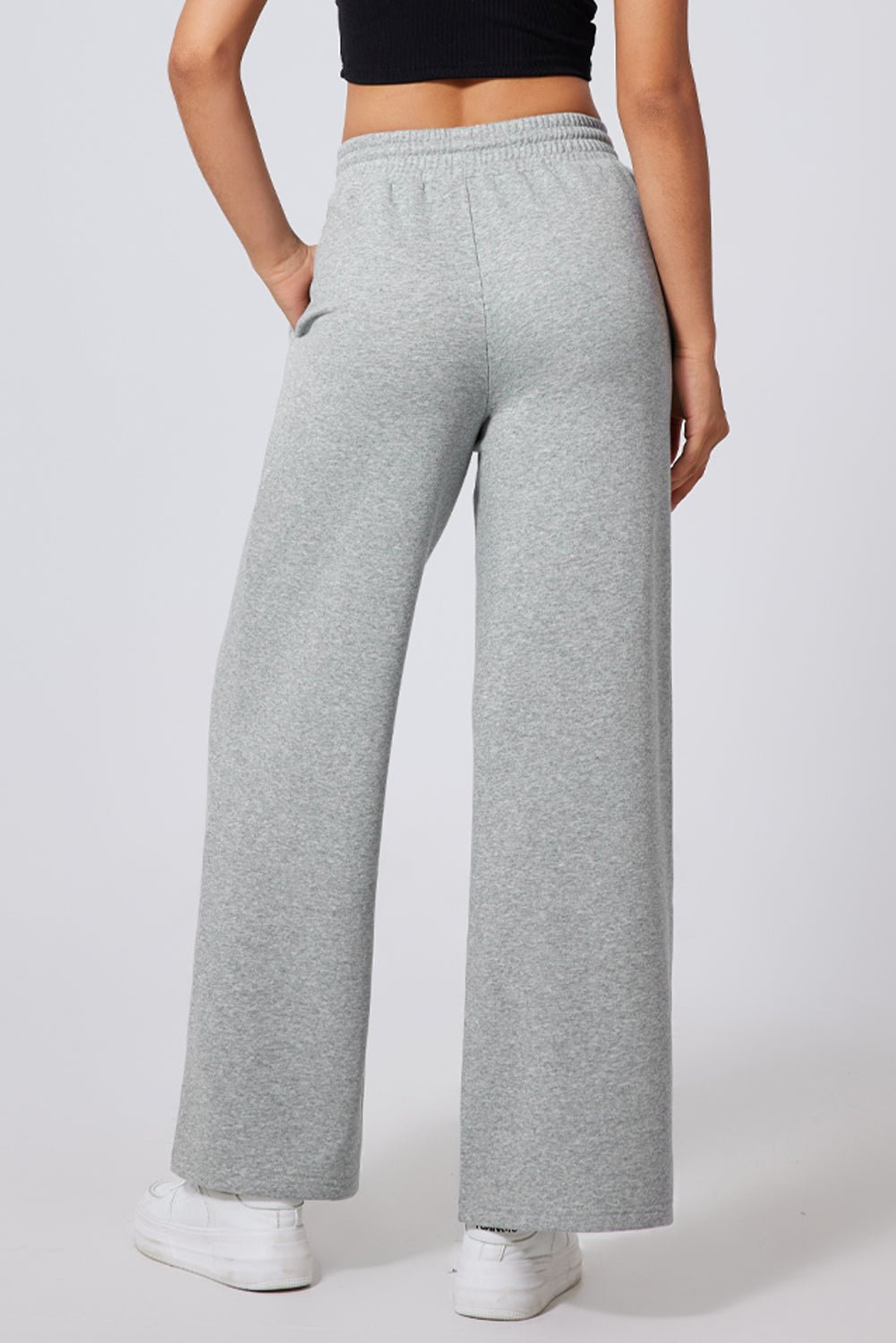 Women's Wide Leg High-Waist Seamed Sweatpants in Heather Gray