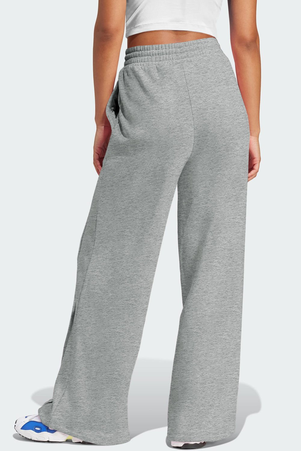 Women's Wide Leg High-Waist Seamed Sweatpants in Heather Gray